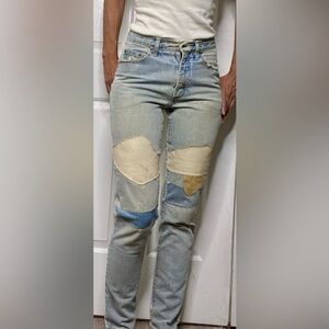 VTG Guess Georges Marciano Leather Patchwork Jeans